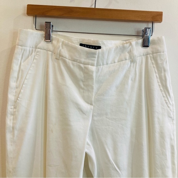 THEORY Sz 6 Emery 100% Linen Pockets Unlined Straight Leg Flowy Trousers NEW - Picture 3 of 13